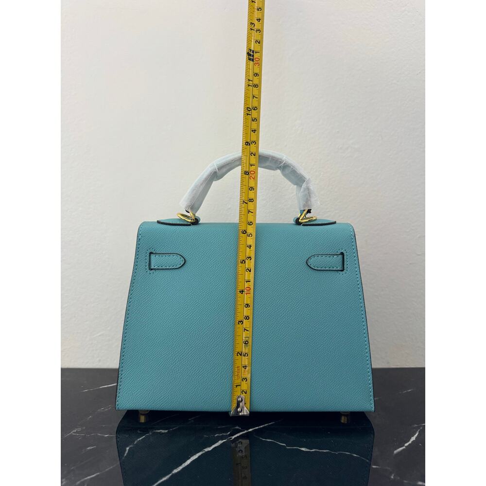 Aqua Blue  “Kelly-Style” Top Handle Bag - Picture 9 of 16